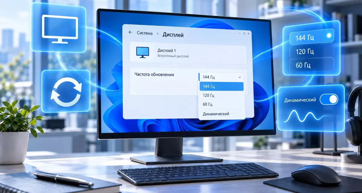 Как изменить частоту обновления монитора в Windows 11 и включить динамический режим