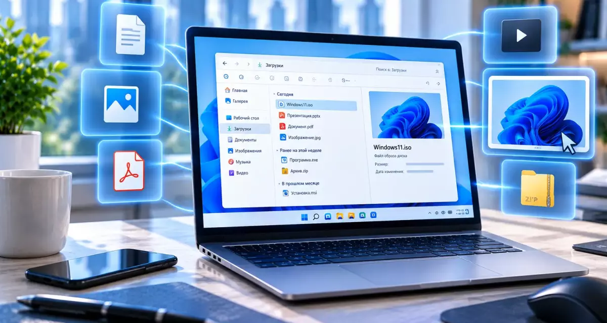 Как Windows 11 теперь показывает скачанные файлы в области предварительного просмотра