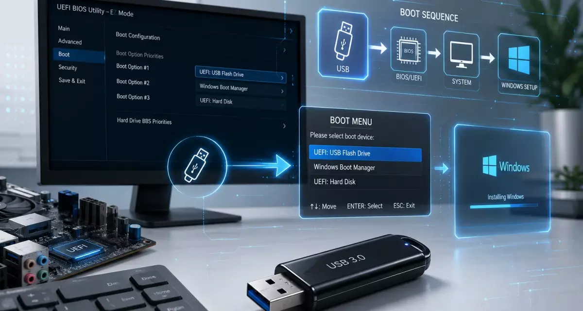 Как загрузиться с флешки для установки Windows через BIOS и Boot Menu